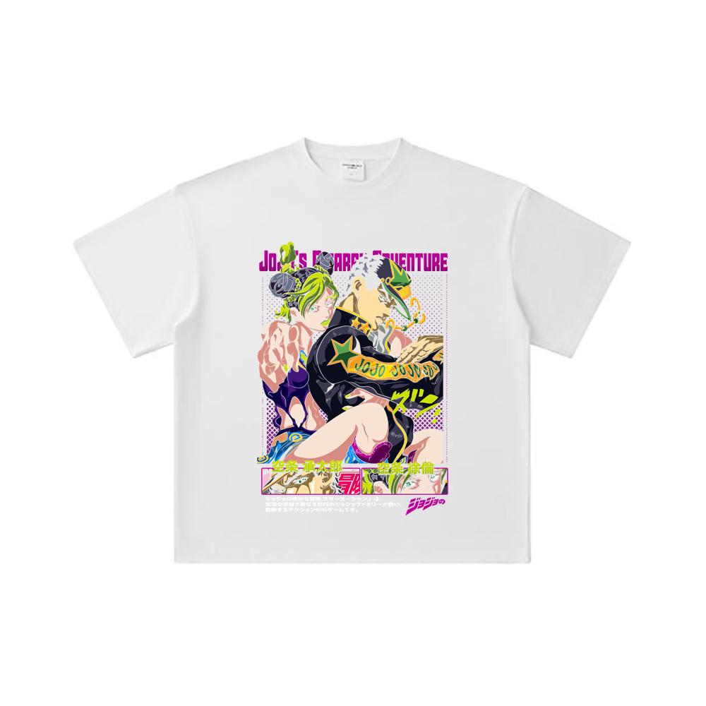 260 GSM Double Yarn 32 Count 100% Cotton Jojos Bizzare V1 Jotaro Jolyne Print Unisex Heavy Cotton T Shirt