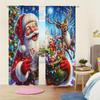 2pcs Christmas Reindeer Santa Claus & Snowman Curtains Digital Print, Rod Pocket Design for Living Room Kitchen Bedroom  Decor