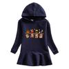 Ruffle Cartoon Rainbow Hoodie Dress - Girls' Long Sleeve Princess Style