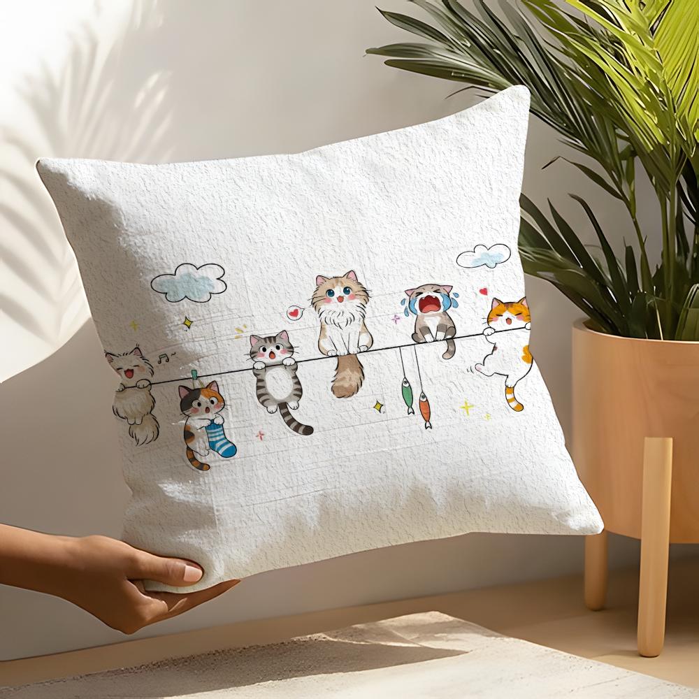 Cute Cartoon Plush Cat Pillow Case Linen Cushion Covers For Decorative Sofa Home Pillows Case Car Chair Pillows Cases