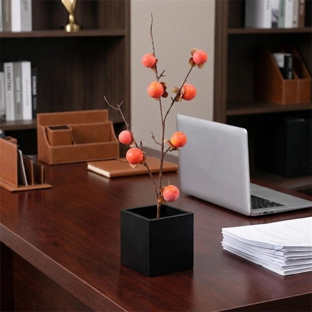 8 Heads Artificial Persimmon Branch Realistic Handmade Artificial Fruits Branches Elegant Foam Simulation Persimmon Fruit