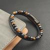 Classic Leather Beaded Bracelet Men's Stainless Steel Magnetic Buckle Bracelet Bangles For Friend Jewelry Accessories Gift