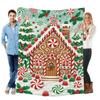 1pc Mint Gingerbread House Printed Flannel Blanket, Ultra Soft Cozy Plush, All-Season Use, Machine Washable, Multi Sizes, 280GSM Heavyweight, for Bedr