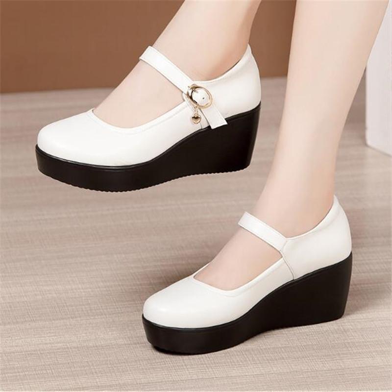 Fashion Size 32-43 Women's Shoes Platform Wedge 2024 New Women's Spring Shoes High Heel Fashion Mid-aged Shallow Mouth Mother Shoes