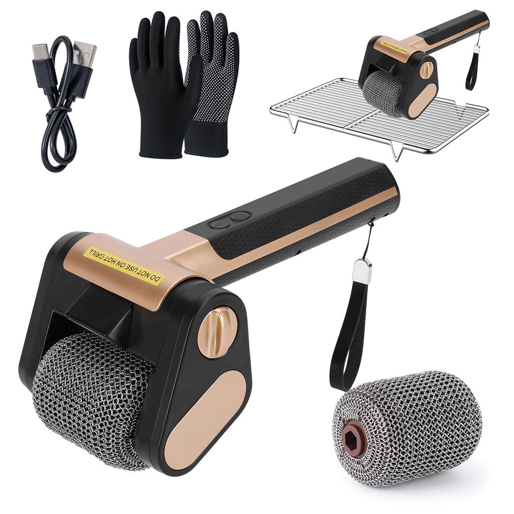 350 U/min Borstenlose Rotierende Grillbürste mit LED-Licht Bürstenloser Elektrischer Grillreiniger Wiederaufladbar für Küchengrill Camping