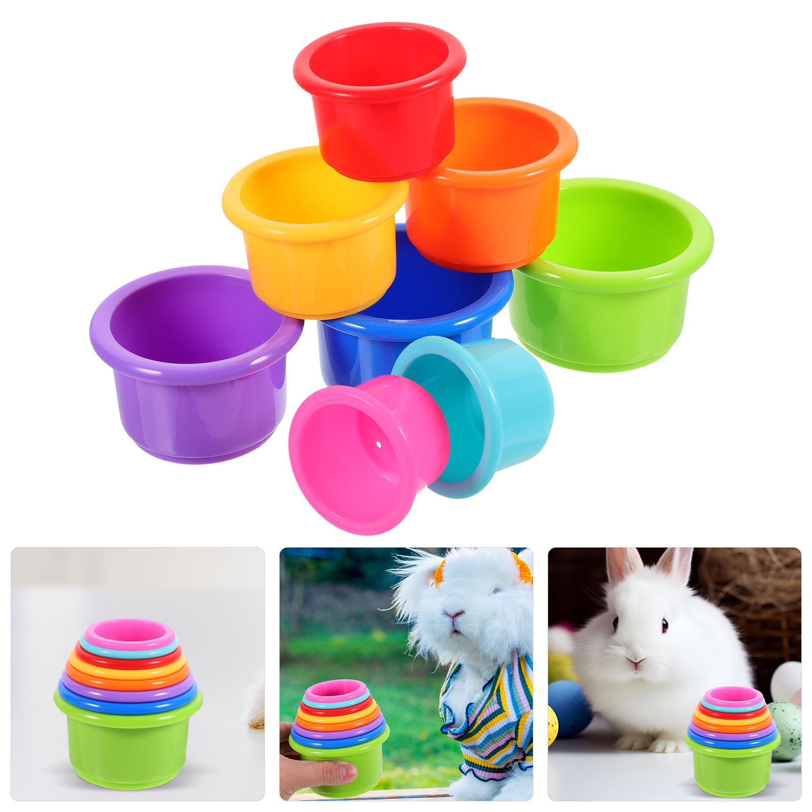 8 Pcs Stacking Cups Rabbit Food Holder Plaything Toy Storage Nesting Baby 0.00X0.00X0.00CM
