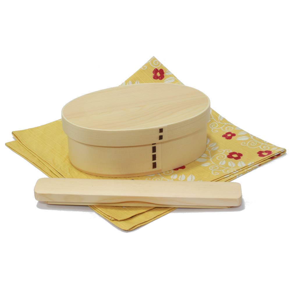 

Magewappa Single Tier Bento Box Уретанова фарба 700 мл дерев яні палички для їжі Kyoto Furoshiki Cat Yamabuki [натуральний кедр] (Коробка для обіду, палички для їжі, коробка, набір)