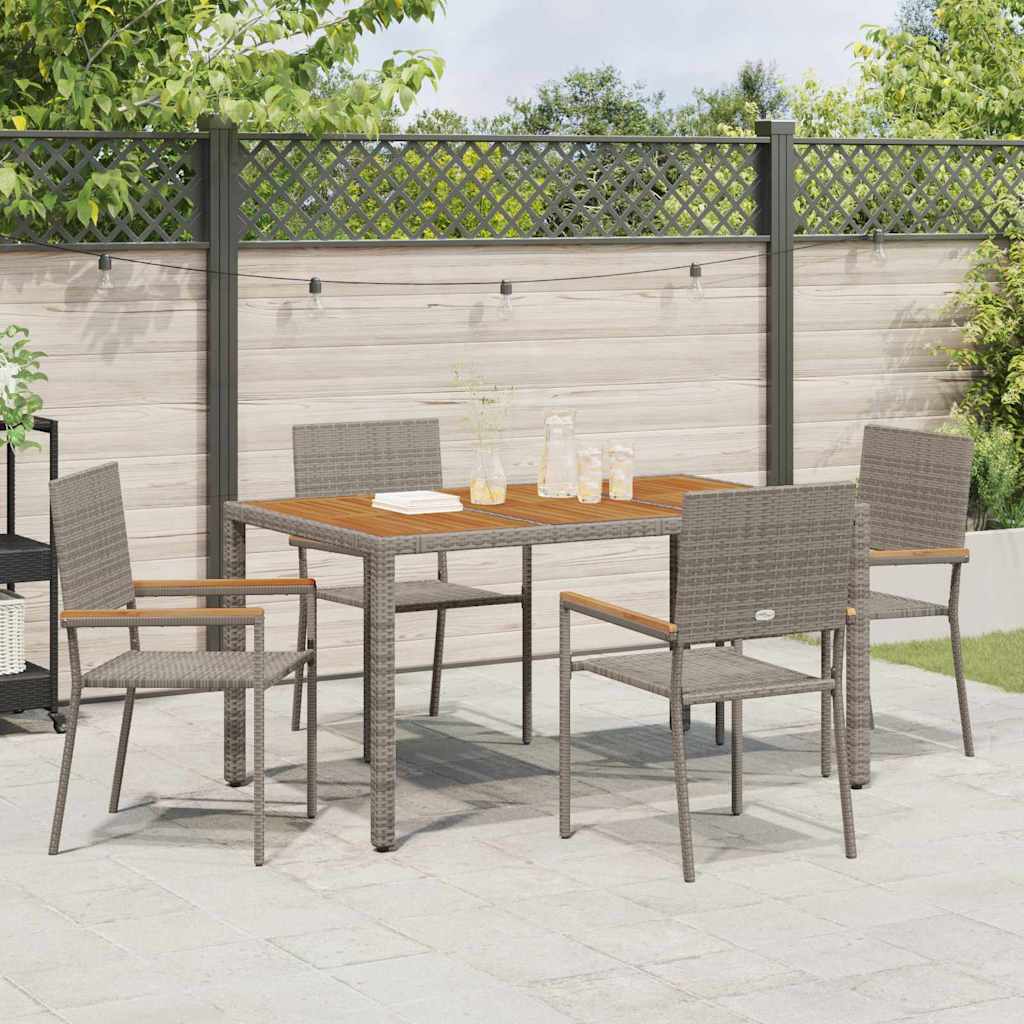 Garden Stackable Chairs 4 Pcs Grey and Brown 54 X 56 X 90 Cm