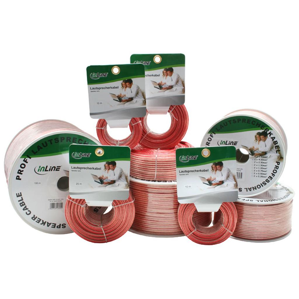 Câble Haut-Parleurs InLine 2x2,5mm² - 50m Transparent CCA