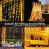 Solar-Powered Waterproof Fairy Garland Curtain String Lights with 300 LEDs and 8 Modes for Outdoor Decoration