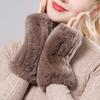 New Women 100% Real Genuine Knitted Rex Rabbit Fur Mittens Winter Warm Lady Real Fur Fingerless Gloves Handmade Knit Fur Mitten