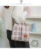 Korean Canvas Plaid Bento Handbag - Women's Retro Tote