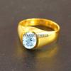 Aquamarine Oval Cut With 925 Sterling Silver Gold Plated Ring For Men's #A753 JL375659095749