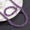 Hook Rapperhippo European and American Cuban Link Chain Purple Necklace Exaggerated Full of Crystals Hip-hop Bracelet Rap Cool
