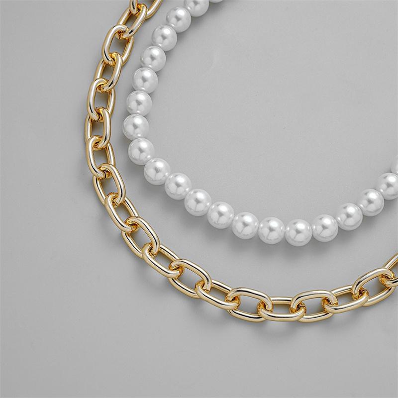 Golden Pearl Cross Aluminum Chain 