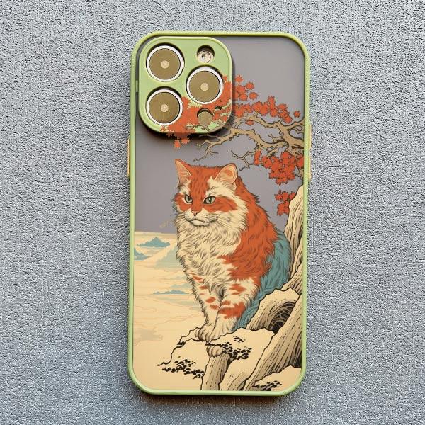 Japanese Anime Style Case For iPhone 16 14 15 Plus Pro Max XS X XR SE2 Cat Case For iPhone 7 8 11 12 13 Mini Shockproof Covers