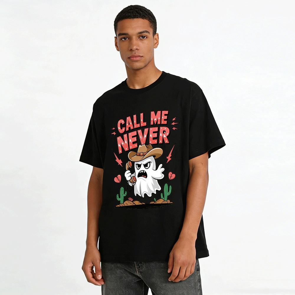 Cowboy Ghost Call Me Never Graphic Casual Top Pure cotton T-shirt
