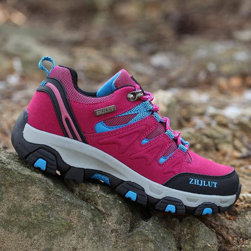 

Мужская и женская обувь для походов на открытом воздухе, нескользящие кроссовки, замшевая обувь для ходьбы, летняя резиновая обувь для осени, подходящая для бега по пересеченной местности 40 розовый
