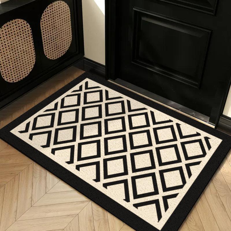 Entry Door Floor Mat Light Luxury Geometric Porch Scraping Mud Rubbing Soil Easy To Take Care Of Foot Pad Door Wear-Resistant Non-Slip Silk Ring Floor
