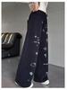 Girls' Black Velvet-Lined Sweatpants - Autumn/Winter 2025 Collection - Straight Leg Style for Older Children and Junior High Students