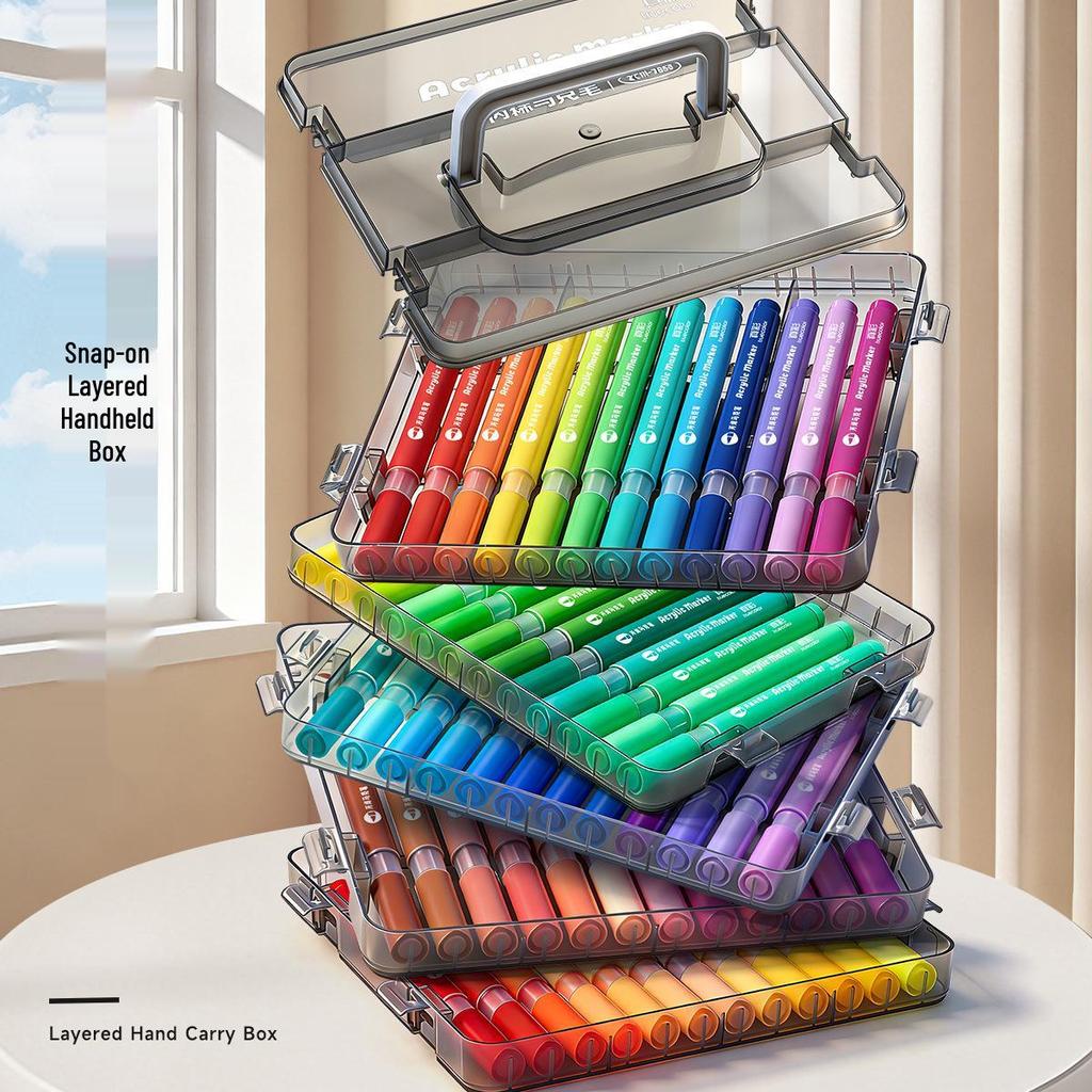 Acrylic Markers for Kids: Opaque Watercolor Pens, Stackable, Soft-Tip for Art Projects