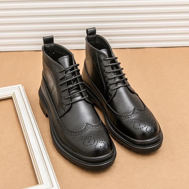 

Classic Retro Style Mens Leather Chelsea Boots High-quality Business Office Leather Casual Shoes Branded Comfort Men Ankle Boots 44 чёрный