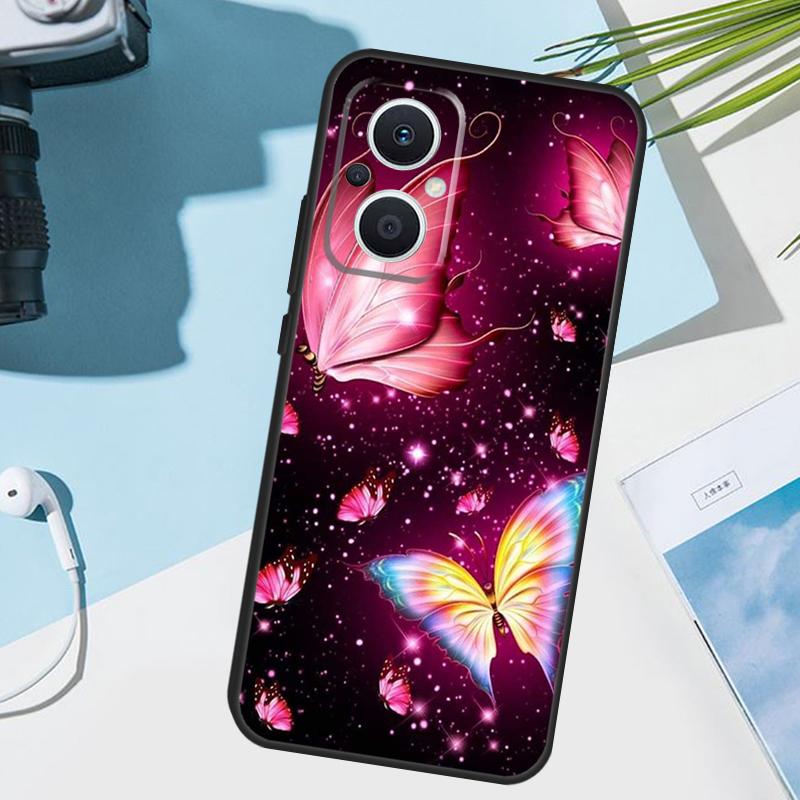Black Beautiful Butterfly Cover For OPPO Reno 13 F 10 11 12 14 Pro 11F 12F 14F 7 8 Lite OPPO Find X9 X8 X5 X6 Pro Case