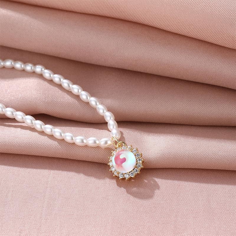 Retro Opal Pearl Necklace Women'S High Sense Versatile Light Luxury Trendy Neck Chain