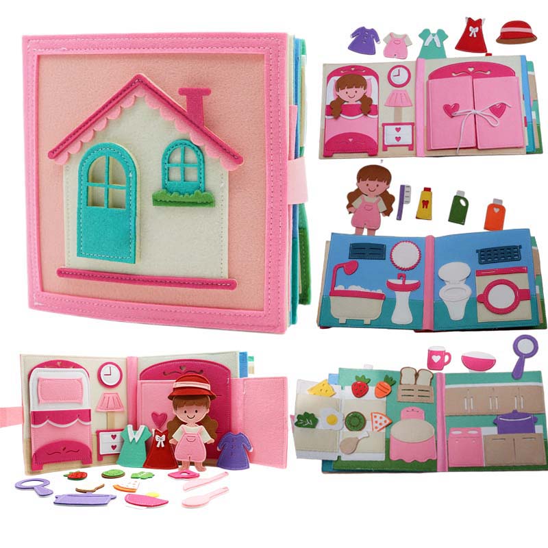 Montessori Busy Book 3D Baby Story Cloth Book Preschool Toddlers Early Learning Toy Quiet Activity Book Educational Sensory Toy