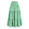 Kvinners Ruffled Spring Uformelt langt skjørt Ensfarget skjørt Retro plissert skjørt