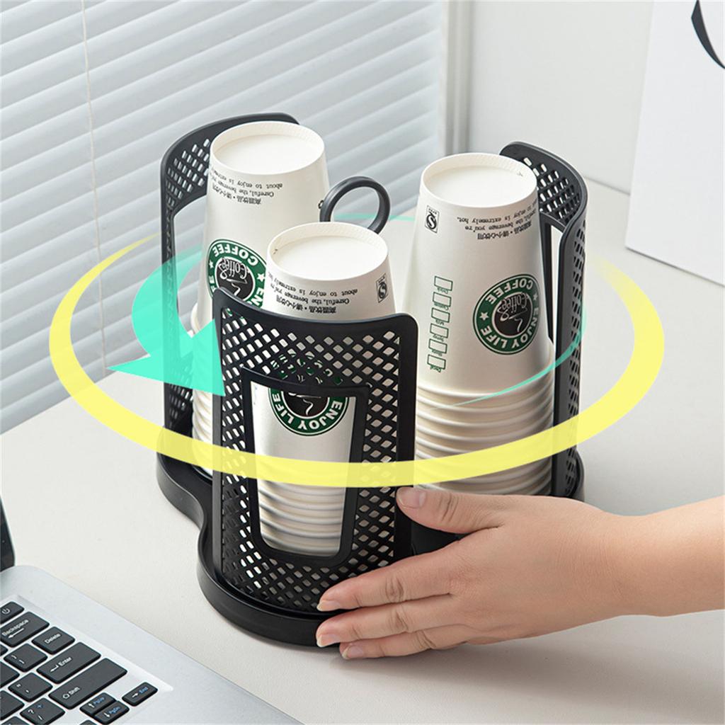 Sturdy Cup Organizers With 360 Degree Rotation For Easy Access To Disposable Plastic And Paper Cups 3Compartments