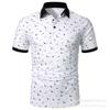 Mens Short Sleeve Polo Shirt Slim Fit Casual Tee Breathable Cotton Print Design