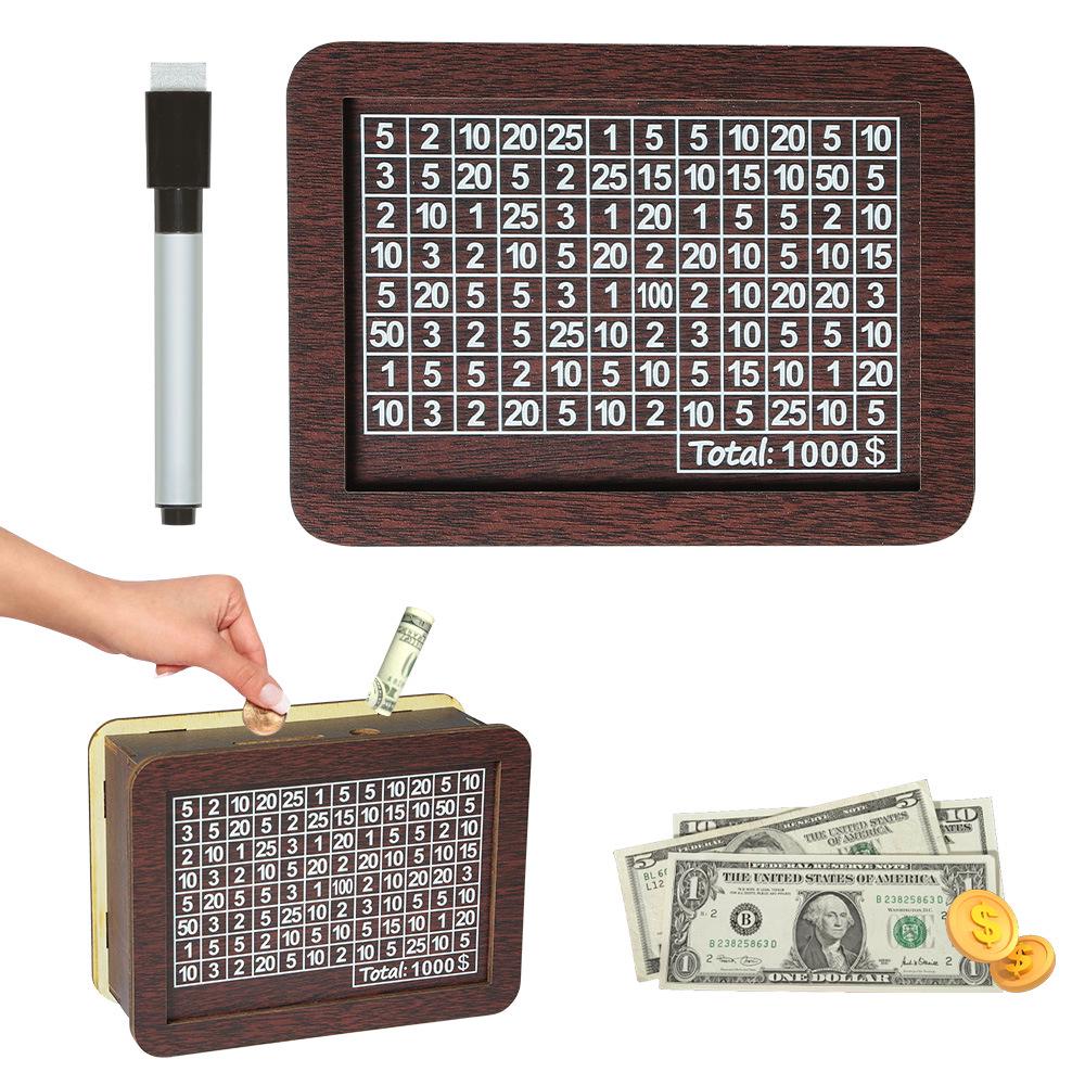 

Wooden Counter Piggy Bank: Cross-Border Spot Money Box Without Transparent Erasable Acrylic Panel