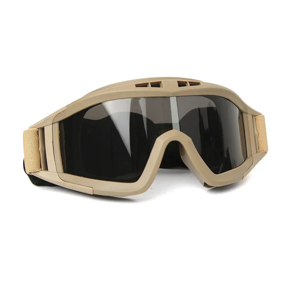 Tactical Goggles Mountaineering Shooting Sunglasses Windproof Sand Control Motocross CS Glasses 3 Lenses Replaceable Motorcycle
