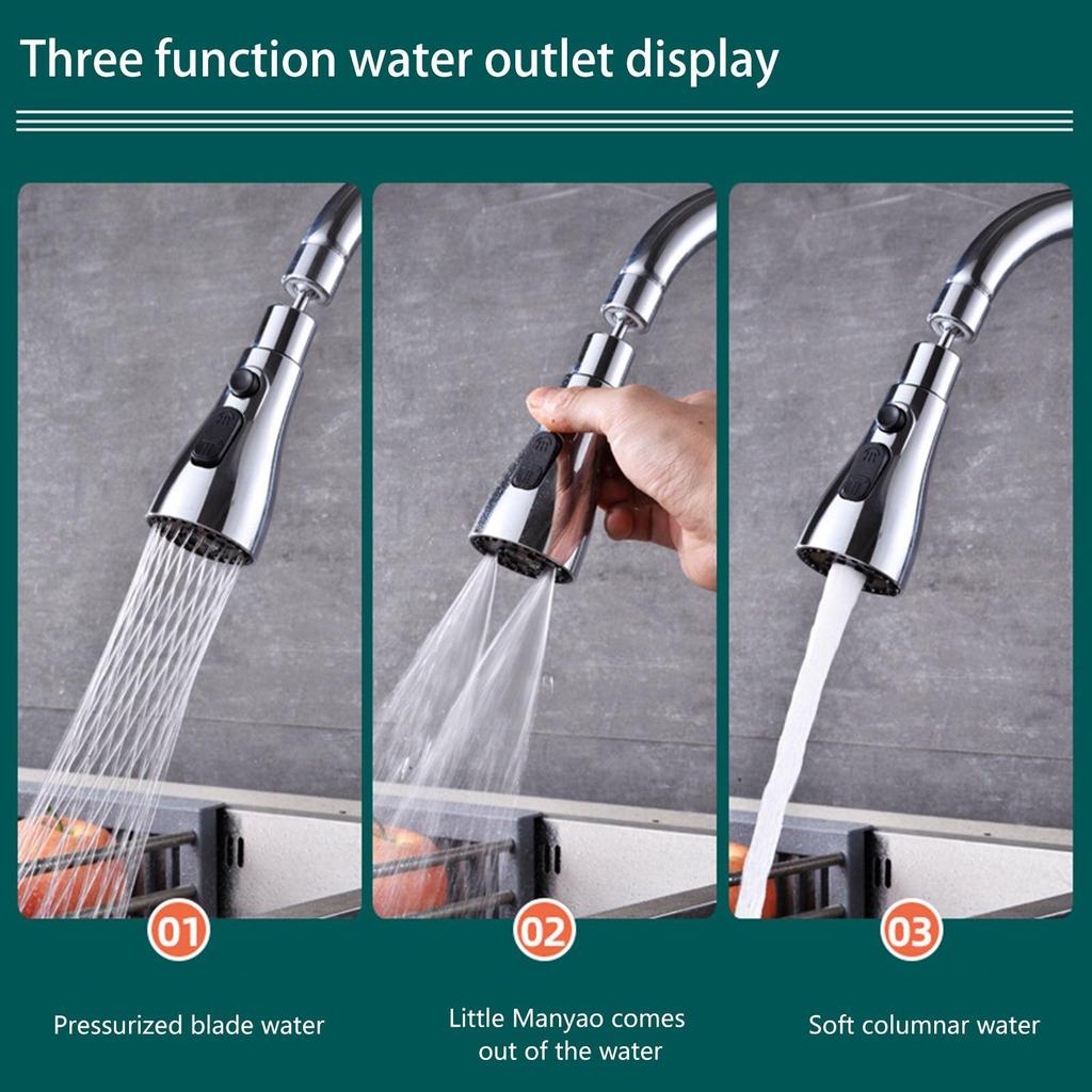 3-Modus-Duschkopf, Küchenarmatur, 360° drehbar, Küchenspülung, Hochdruck, mit Wasserhahn-Sprüher, Wasserhahn-Ersatz-Küchentaste K7C0 XYZ
