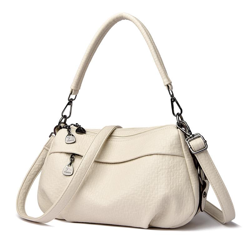 

Женская сумка, новая однотонная сумка через плечо, повседневная сумка для мам, многослойная мягкая кожаная сумка через плечо