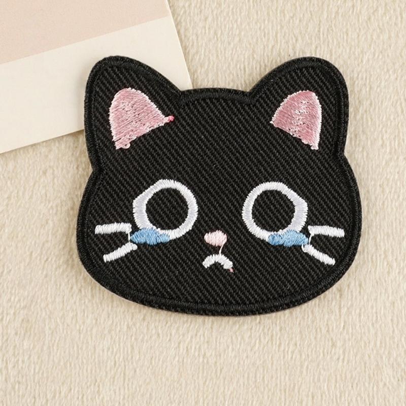 7 sztuk naszywek z haftem kotka do naprasowania, samoprzylepne aplikacje haftowane do dekoracji ubrań, kurtek, toreb, plecaków, kapeluszy