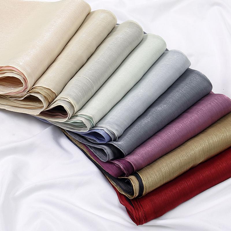 Luxury Satin Silk Hijab Scarf Chiffon Gradient Wrinkled Shawls Women Muslim Hijab Premium Yarn Scarf Islam Turban Ramadan