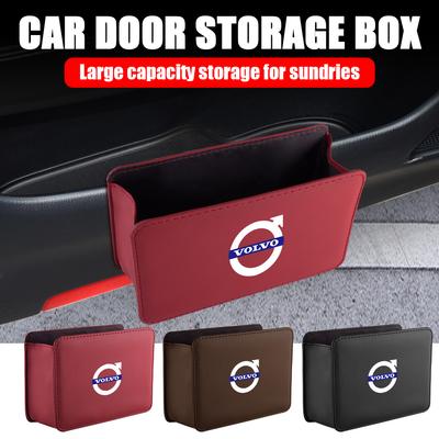 Car Door Storage Box Leather Auto Emblem Seat Back Trash Can For XC60 V40 S60 V50 V60 C30 S40 XC40 S80 Rdesign Accessories