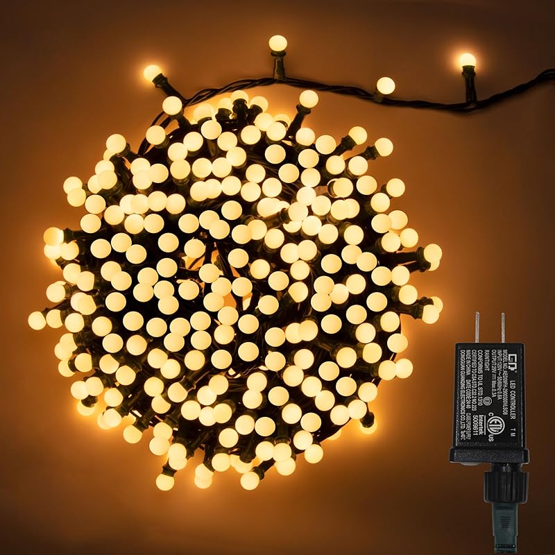 String Lights White, 49ft 306 LED 9mm Frosted Globe String Lights, 11 Modes Christmas Globe Lights, Xmas Tree Ball Lights Outdoor Mini Globe Light
