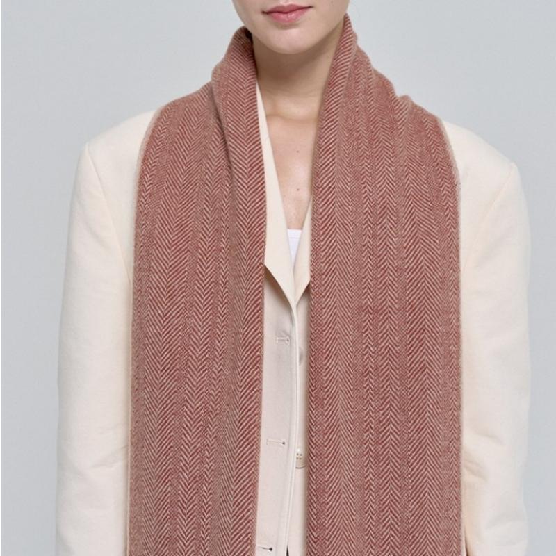 Dal Cashmere Herringbone Muffler Red
