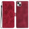 For iPhone 14 Wallet Case Rose Pattern Imprinted Leather Flip Stand Phone Cover