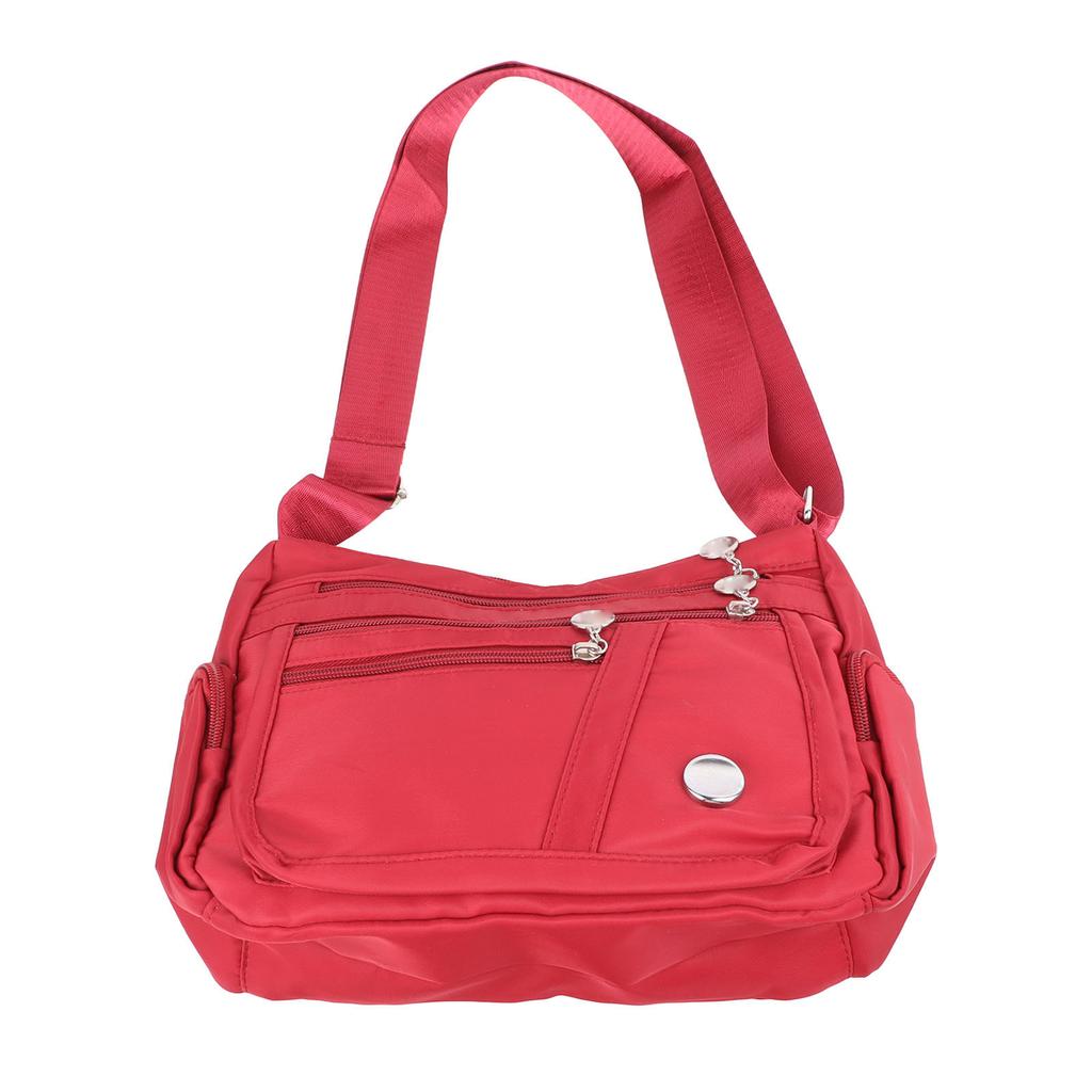 Women Waterproof Nylon Messenger Bag Fashionable Plain Color Large Capacity Shoulder Bag
