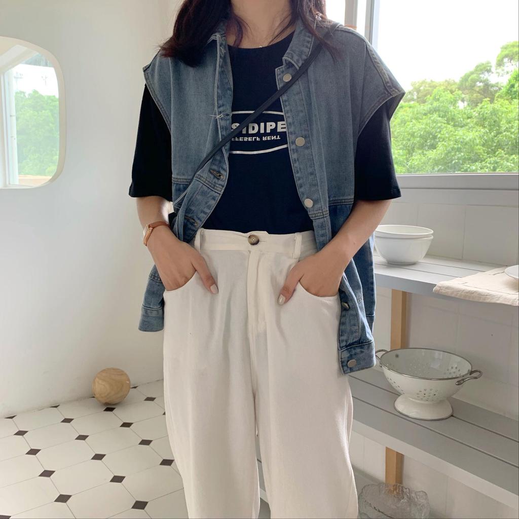 Korean Style Women's Denim Vest - Autumn Slim Fit, Harajuku Casual, All-Match Fashion