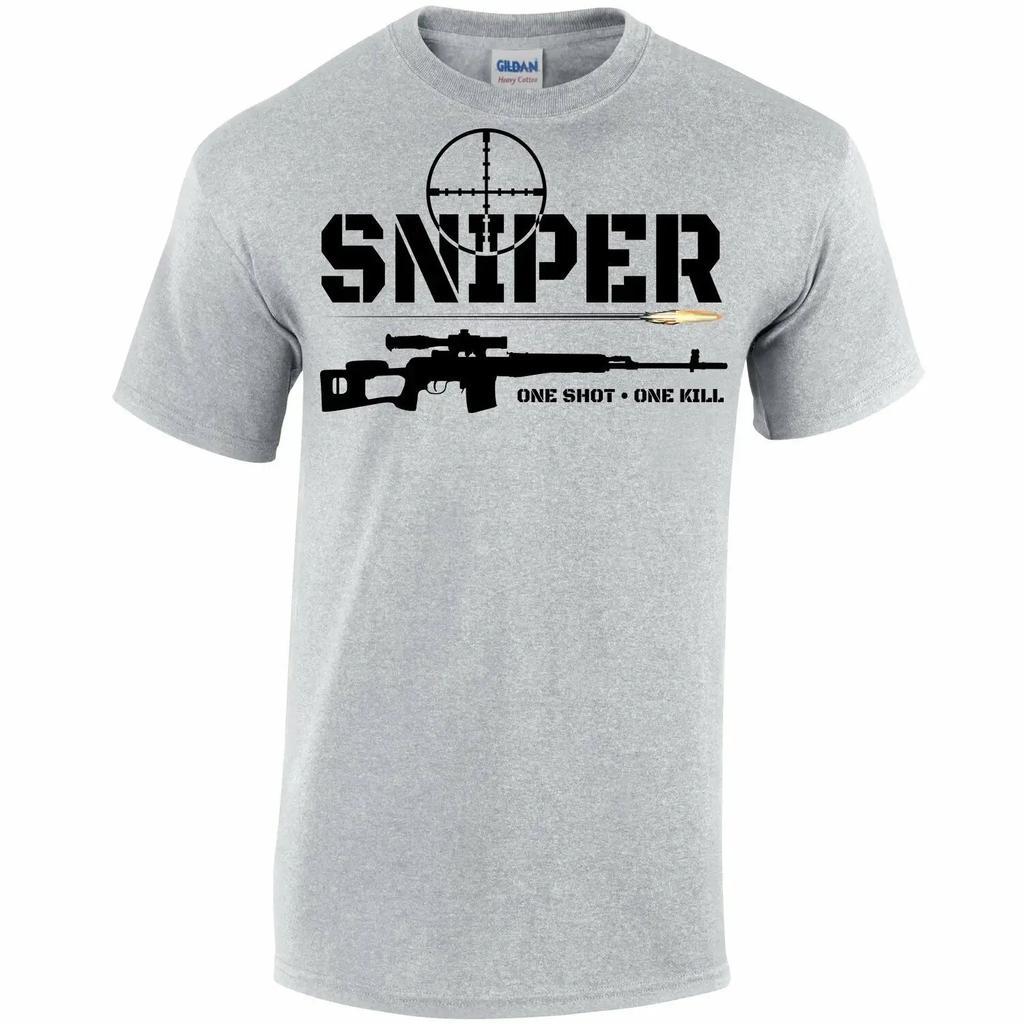 Unique Design Sniper One Shot One Kill T-Shirt. Summer Cotton Short Sleeve O-Neck T Shirt  Family Matching Outfits