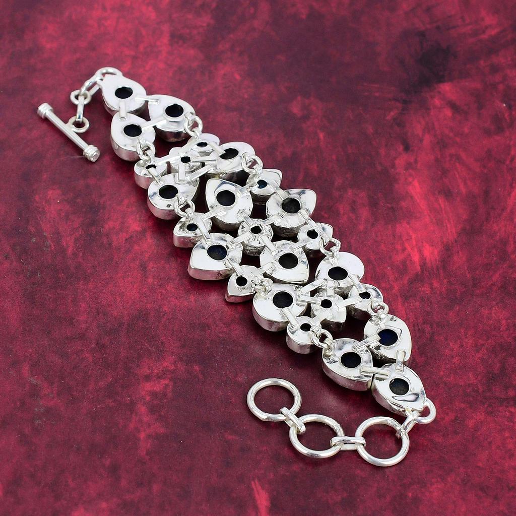 Lapis Lazuli, Blue Topaz Bracelet, 925 Solid Sterling Silver Gemstone Jewelry, Handmade Bracelet For Mother Day