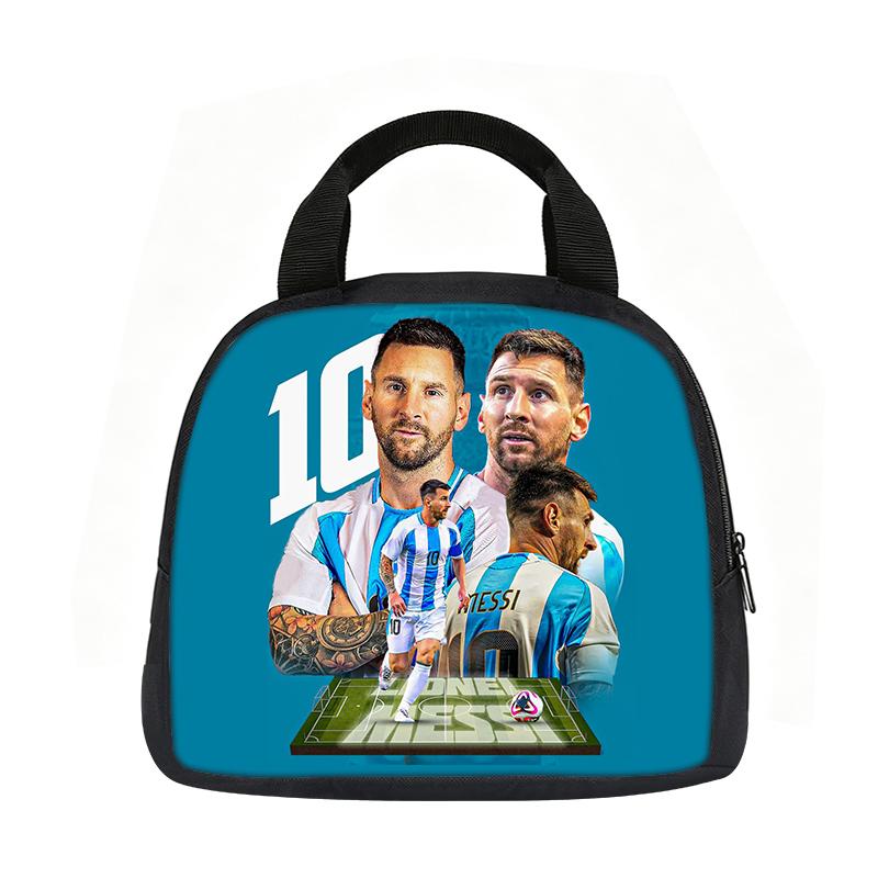 Leer, Reizen Handtas Geïsoleerde Lunchtas Herbruikbaar M-Messi Lunchbox Voetbalster Student Bento Voedselcontainer Tassen