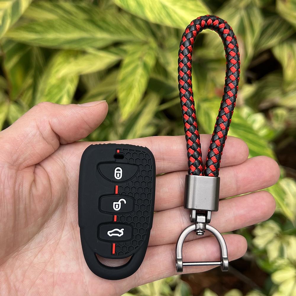 Silicone Car Key Case for Hyundai Kia Elantra Sonata Accent Tucson Sonata Santa FE Carens 2007-2011 Rubber Remote Cover Keychain