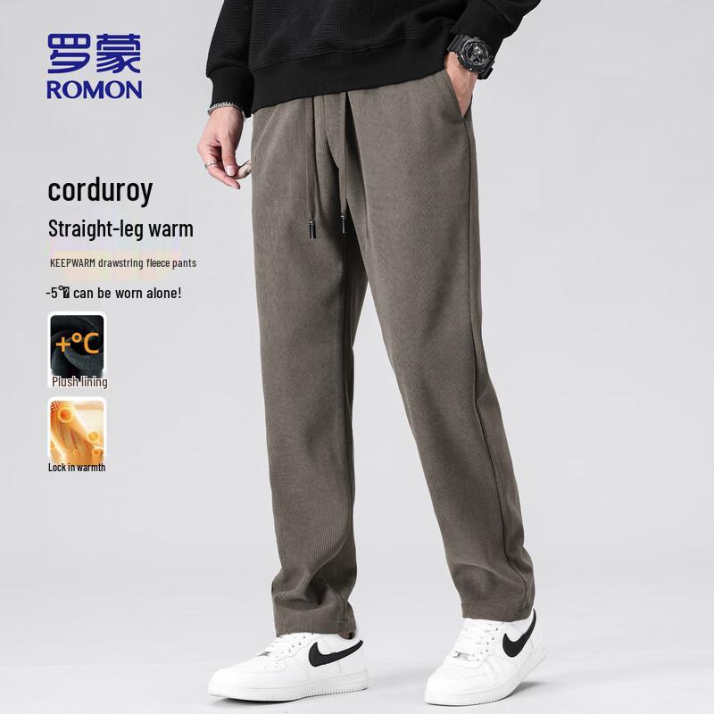 

ROMON Men s Fleece-Lined Corduroy Straight-Leg Casual Pants 4XL