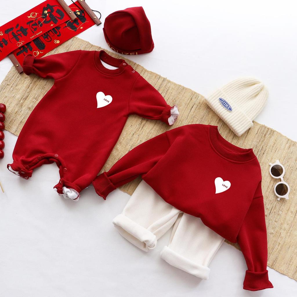 High-End Velvet Winter Family Hoodie & Bodysuit Set - Mother-Son & Parent-Child 100-Day Celebration 2025 Edition